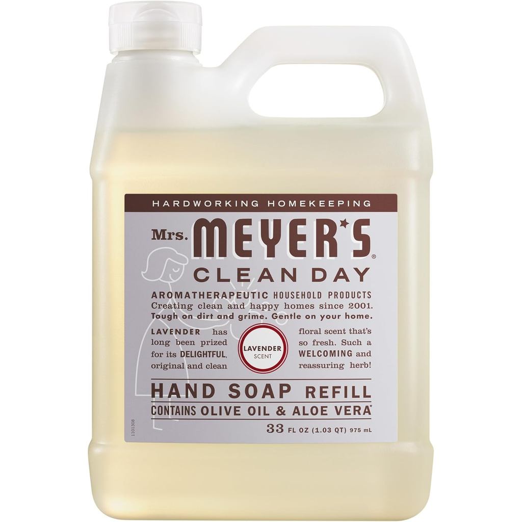 Refil de Sabonete Líquido para Mãos MRS. MEYER'S CLEAN DAY, Aroma de Lavanda, Frasco de 33 Fl Oz