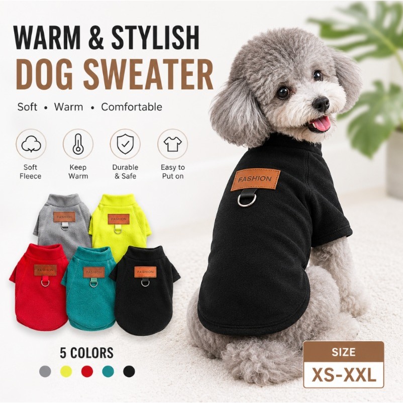 Pulôver De Lã Para Cachorro – Suéter Quente E Confortável Animais De Estimação Com Anel De Trela , Roupas De Inverno Fác