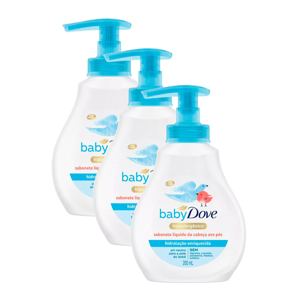 Kit 3 Sabonete Líquido Dove Baby Hidratação Enriquecida 200ml