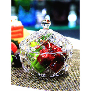 Tigela de camarão bêbado de vidro cristal Prato de frutas Tanque de açúcar com tampa Prato de frutas Caixa de frutas sec