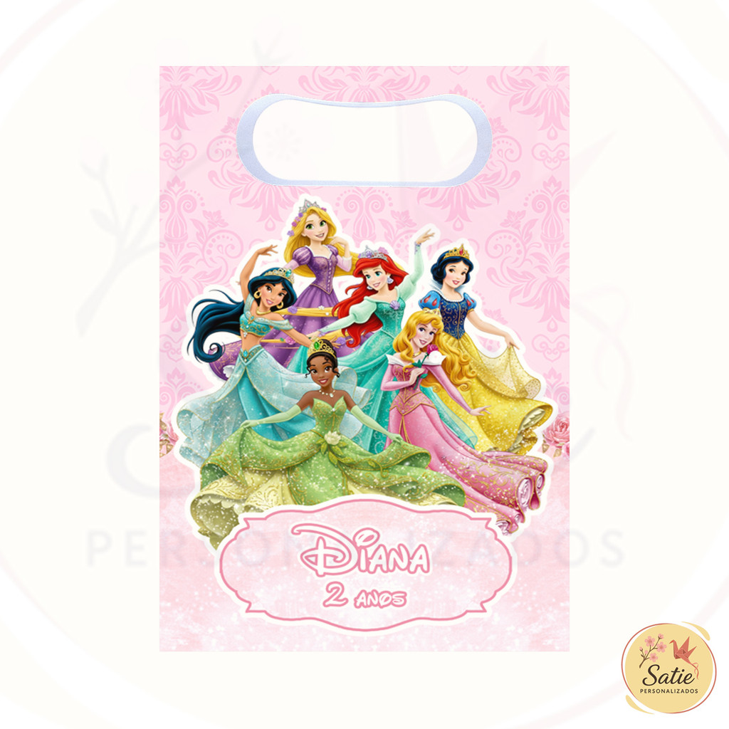 Sacolinhas Surpresa Princesas Personalizada Lembrancinha para festa com nome e idade disney 