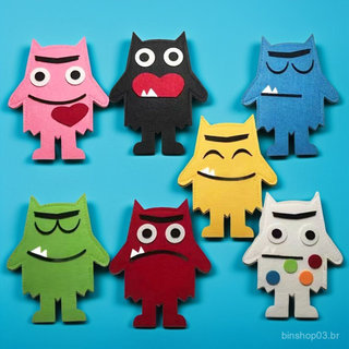 Fantoches De Dedo Monstro Emoções De Cores De Feltro , Conjunto De Engraçados , Brinquedo De Desenvolvimento Emocional P