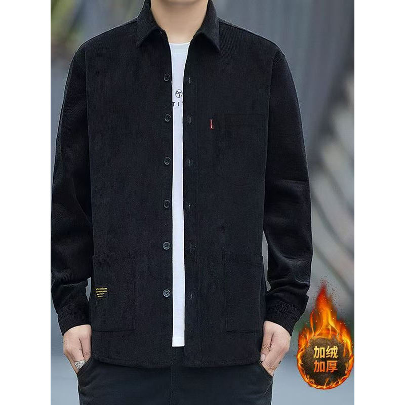 Camisa quente masculina de inverno forro de lã camisa grossa Casual Multi-bolso solto tamanho grande jaqueta masculina d