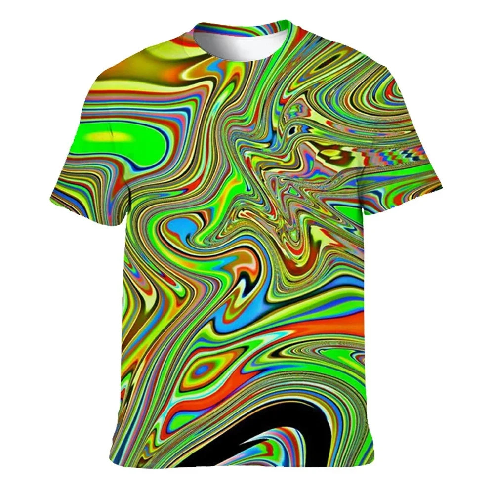 Moda Verão Nova Camiseta Estampada Masculina Colorida Em Torno Do Pescoço plus size Confortável Manga Curta Topo