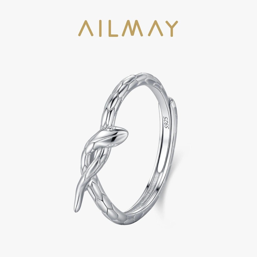Anel Ajustável Serpentina De Prata Esterlina 925 Ailmay Para Mulheres , Personalidade , Festa , Joia , Presente