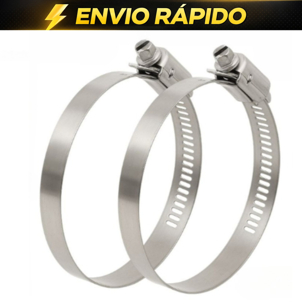 02 Abraçadeiras Rosca Sem Fim 100mm  Inox Metal Parafuso Mangueiras Tubos Exaustor Coifa