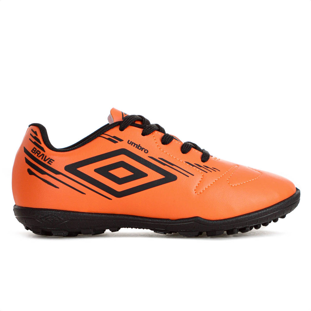 Chuteira Umbro Society Brave Jr Laranja e Preto - Juvenil