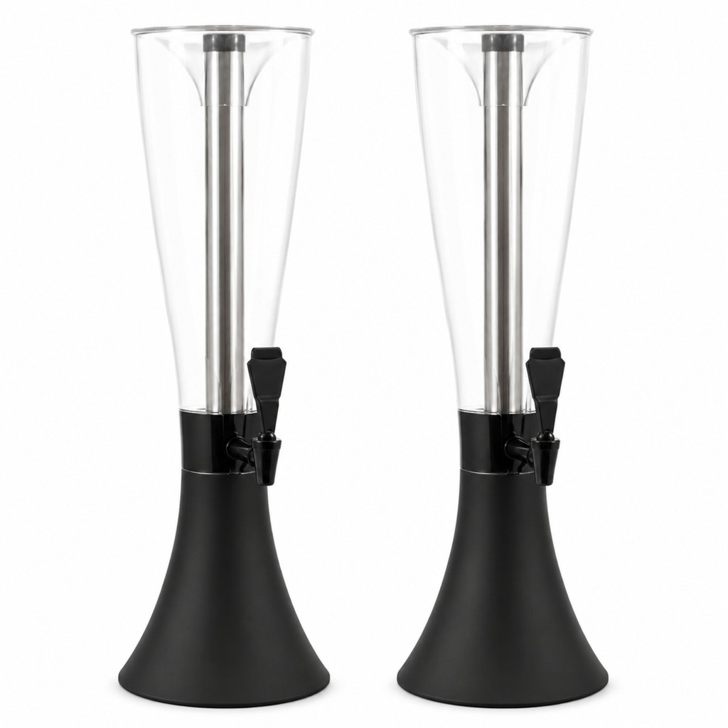 Kit 2 Torre Cerveja Chopp Bebida 4L Torneira Preta Inox Gelo