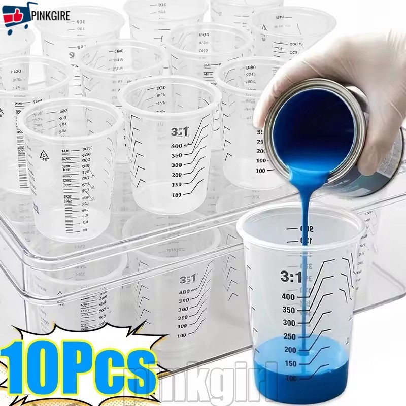 [Rdy Stk] Copo Medidor De Laboratório De 10/6/2 Unidades-Vidro Graduado Transparente De Plástico Descartável-500ml 600ml