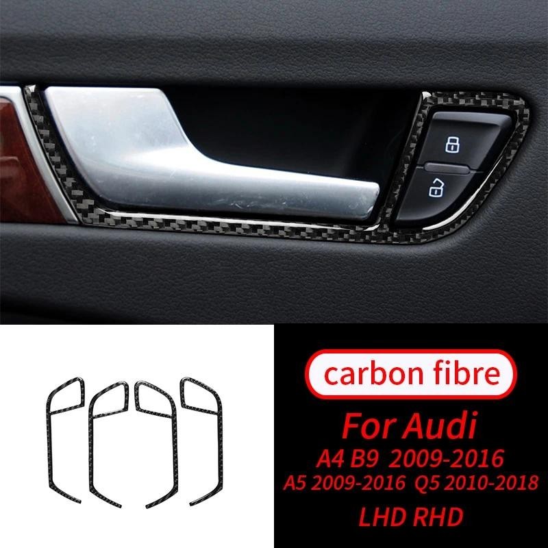 Para Audi A4L B8 A5 Q5 09-17 4 Pçs De Fibra Carbono Real Maçaneta Da Porta Quadro Painel Decoração Adequado Interior Ace