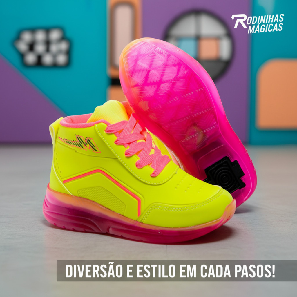 Tênis Infantil Rodinha Removível Menino Menina Confortável Calce Fácil Luz LED Para Diversão