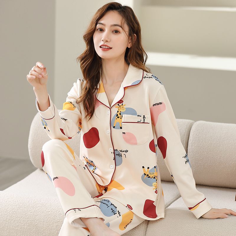 100% algodão pijamas senhoras primavera outono manga comprida coreano menina dos desenhos animados inverno Cardigan tern