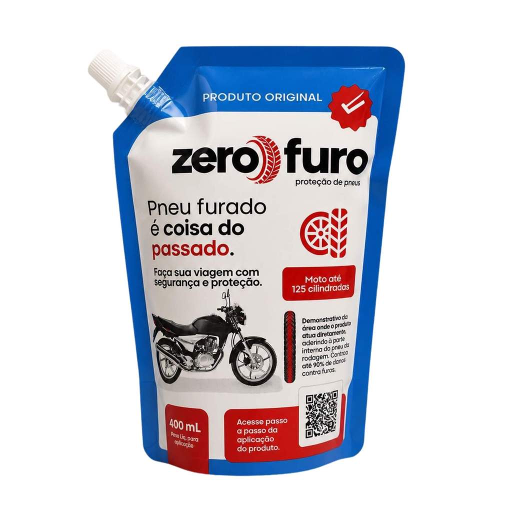 Selante para Pneu 400ml Moto até 125 cilindradas Zero Furo - ZF0400m