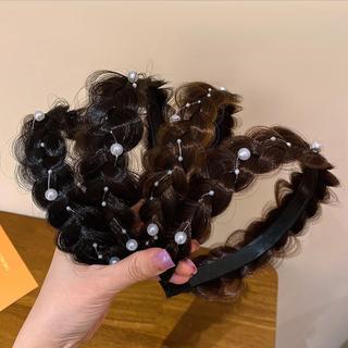 Corrente de pérola mostrando rosto pequeno espinha de peixe trança peruca bandana feminino uma torção trança Hairpin pac