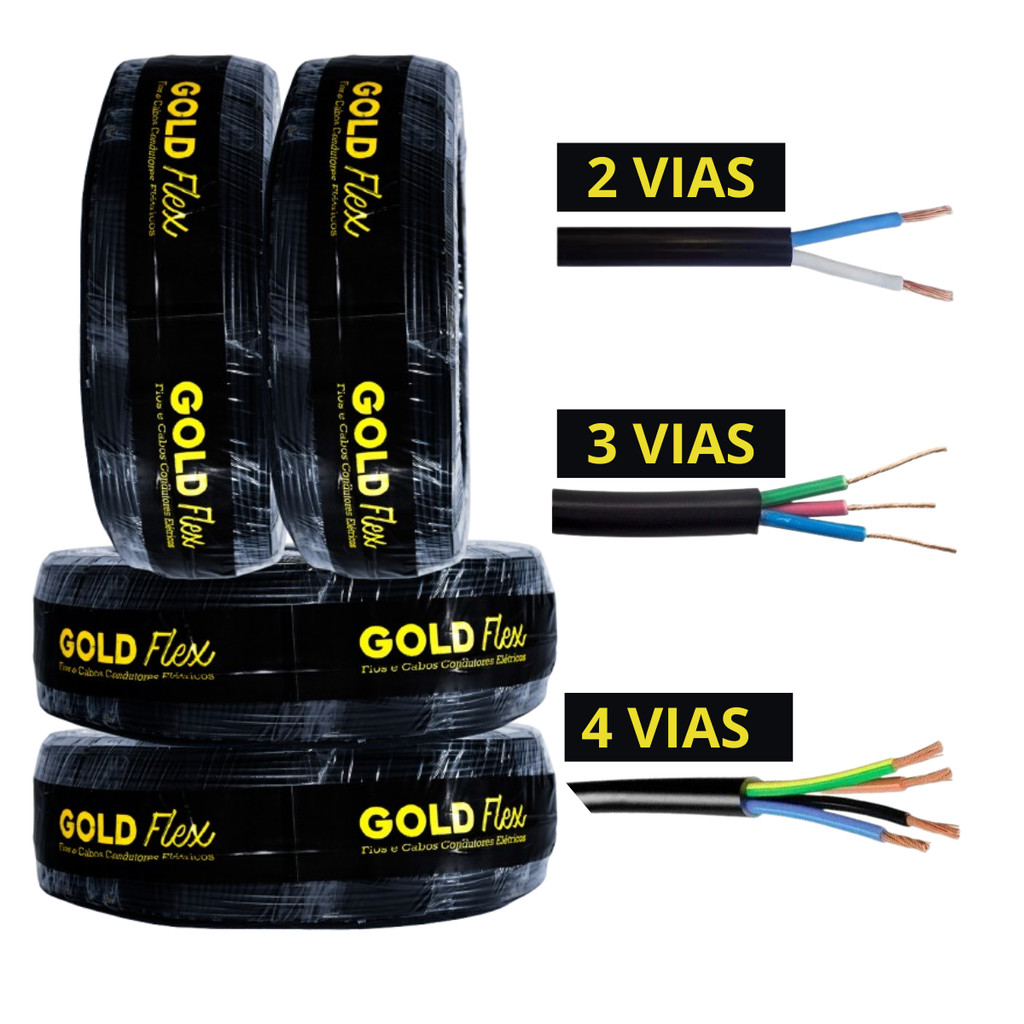 Cabo PP 2x2,50 Mm 2 Vias Rolo PP 2 Vias 2 5mm Com 25 Metros PREMIUM