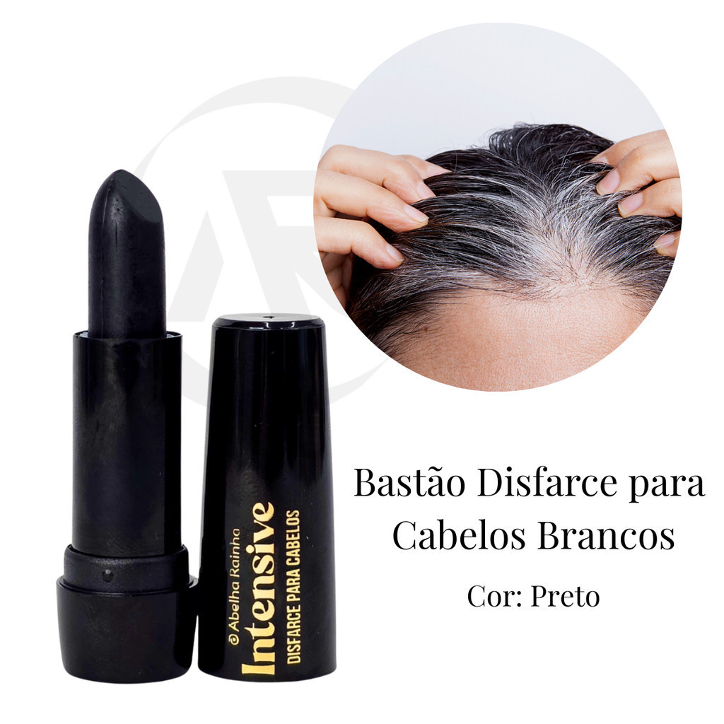 Bastão Disfarce Para Cabelos Brancos Cor Preto Intensive Abelha Rainha 3,97g