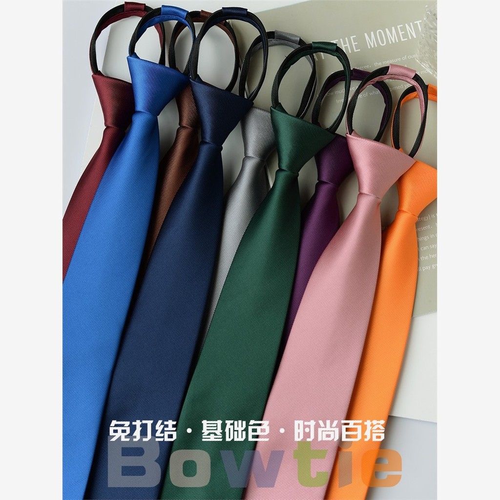 Gravata com zíper sem nó, cor básica, camisa Casual da moda, acessórios JK, estilo Preppy, gravata de cor sólida, moda m