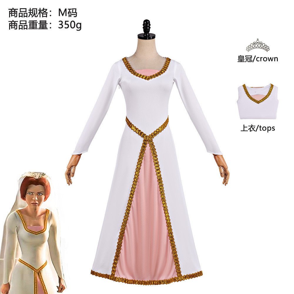 Fantasia de Cosplay da Princesa Fiona do Shrek, Vestido Branco de Casamento, Roupa Temática de Anime para Role Play na C