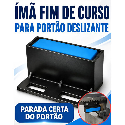 Ímã Com Suporte Fim De Curso Para Motor De Portão Deslizante Sensor Preto Azul SUPORTE DO IMA DZ MED 60X20X13 - 9167