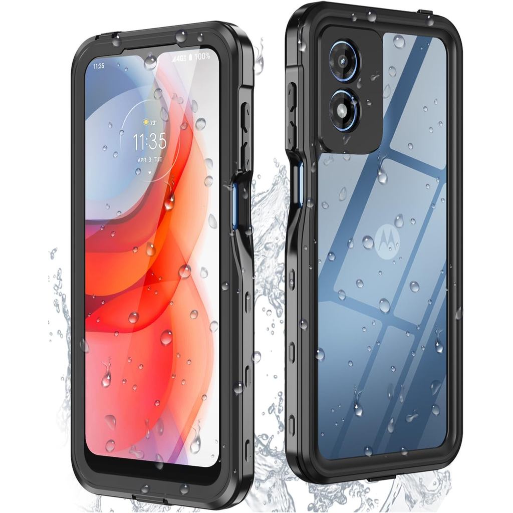 Capa à prova d'água para Motorola Moto G Play 2024 com protetor de tela embutido