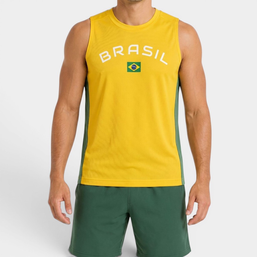 Regata Brasil Brisa Masculina - Amarelo e Verde