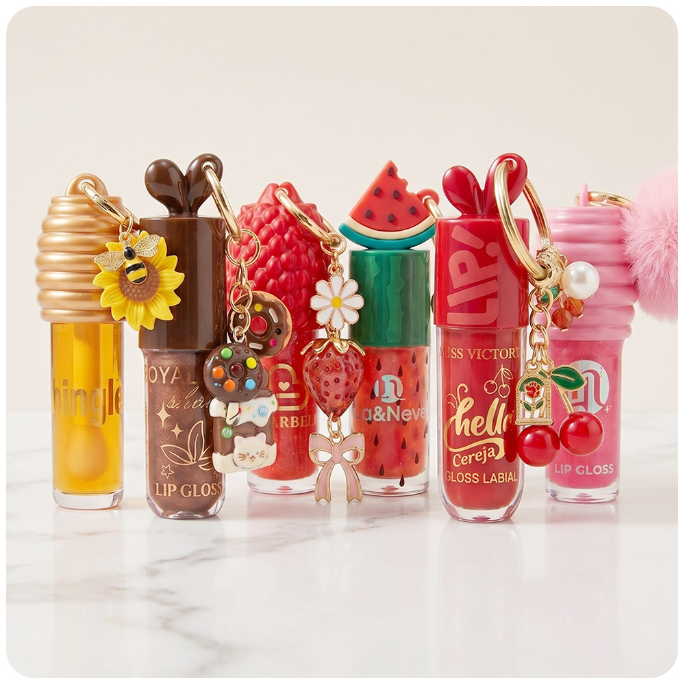 Gloss Labial com Chaveiro Fofo Lip Oil Brilho Hidratante Variados Com Cheiro Adulto Infantil