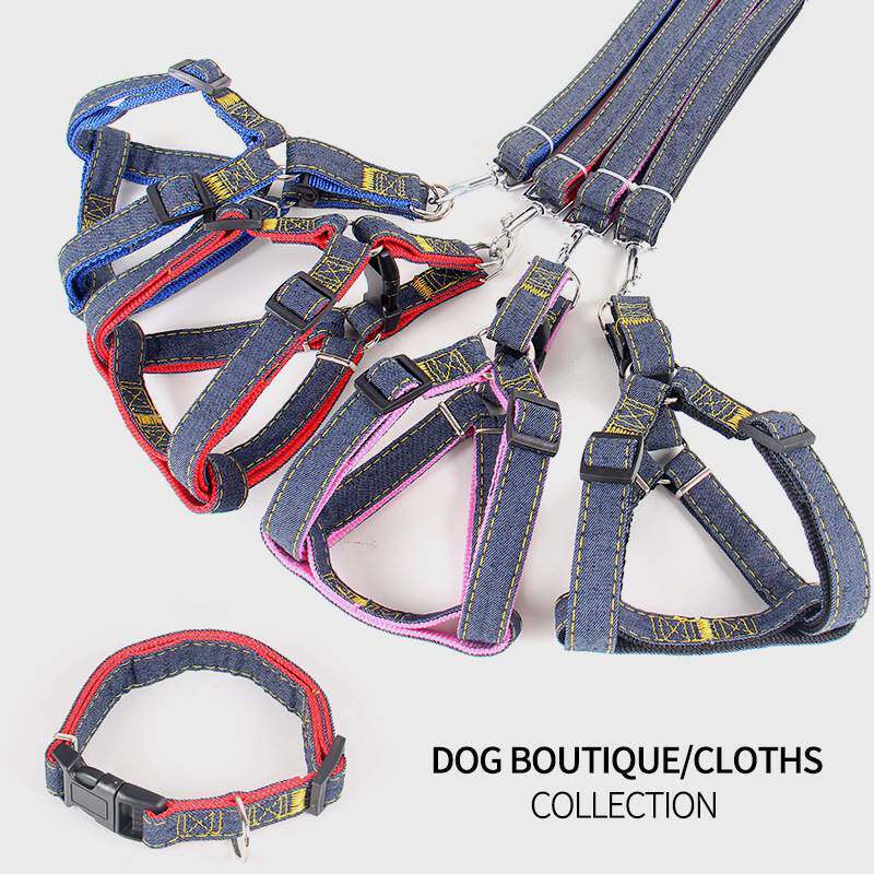 Coleira para animais de estimação, cinta peitoral jeans, coleira para cães, suprimentos para animais de estimação, fábri