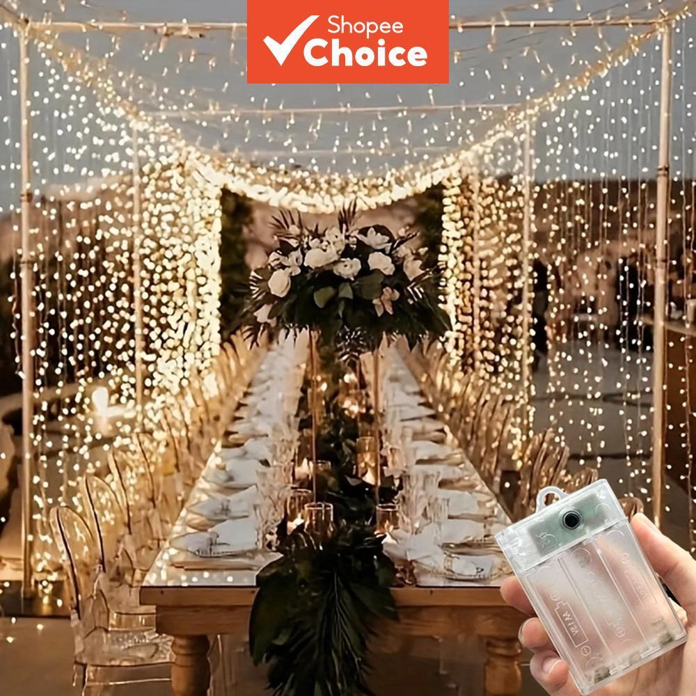 Decoração de Aniversário LED 8 Modos Luzes de Natal Caixa de Pilhas Luz de Cortina de Fadas de Casamento para o Ano Novo