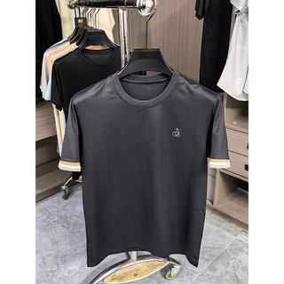 Bean Home Cut Label Retirada Gabinete Masculino Camiseta de Manga Curta Gola Redonda All-Match Respirável Confortável Si