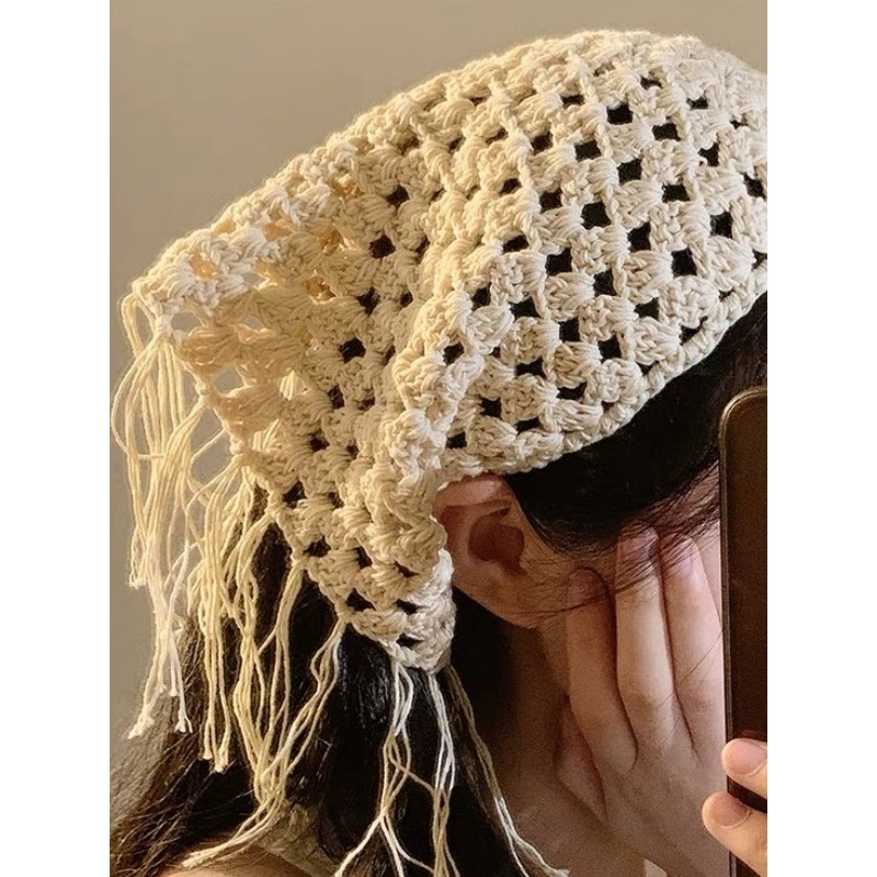 AliExpress estilo europeu americano único borla tecido oco triângulo cachecol cinta moda combinando avental cortina de b