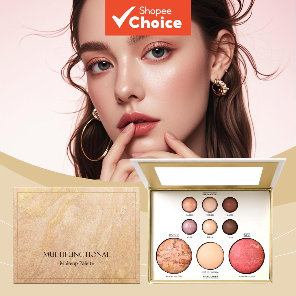 Paleta de Maquiagem Multifuncional Gold, Sombra, Blush, Iluminador, Contorno, Clareador, Kit Cosmético Portátil Tudo em