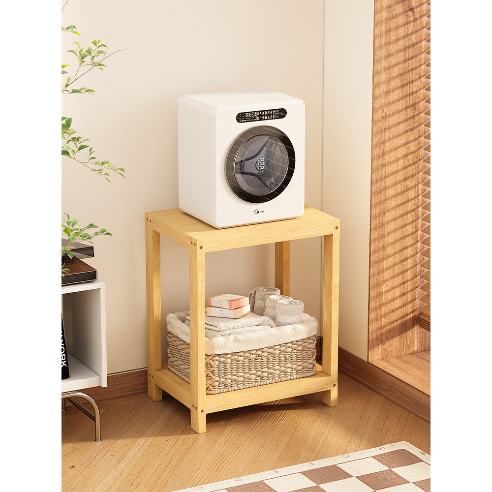 Pequena máquina de lavar roupa prateleira almofada Base alta varanda pequena calcinha Rack banheiro chão suporte de dupl