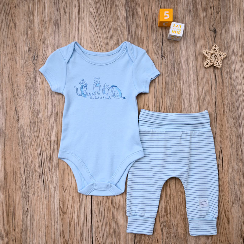 Comércio exterior europeu americano menino bebê primavera verão puro algodão de manga curta triângulo macacão Leggings c