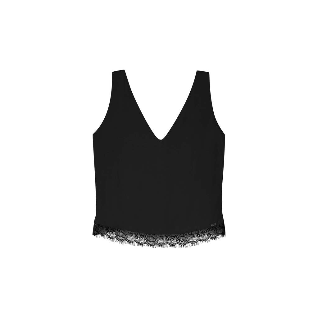 Regata Feminina Barra Com Renda Marialícia Preto
