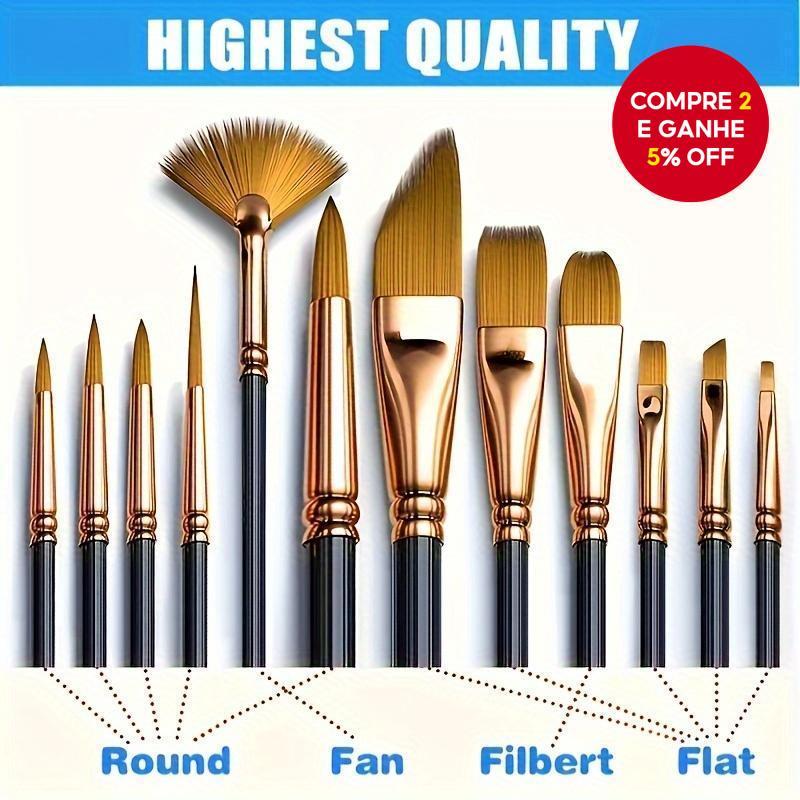 Conjunto De Pincéis Artísticos Profissionais , Pintura A Óleo Acrílica Premium , 12 Peças Para Estudantes , Pintores , P