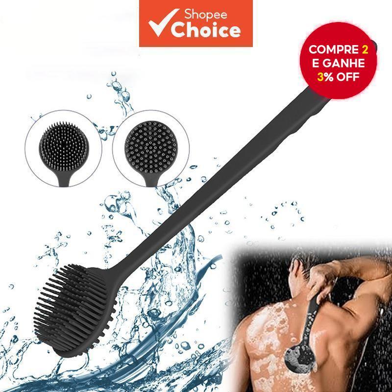 Escova De Banho Dupla Face Com Cabo Longo De Silicone Para Massagem Nas Costas