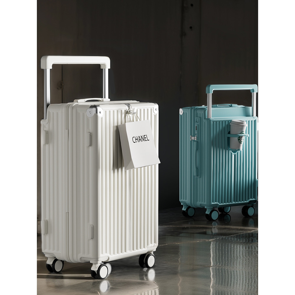 Carrinho largo bagagem feminino 2025 novo estilo trole caso 93cm grande capacidade 20 viagem embarque senha bagagem de c