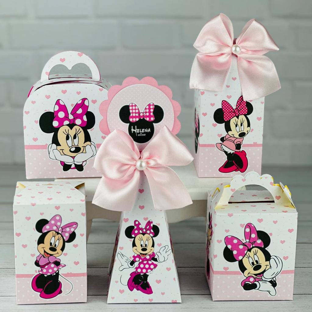 Kit Festa MINNIE ROSA| Pegue e Monte Personalizado Lembrancinhas Caixas Aniversário Caixinha Aniversário Infantil
