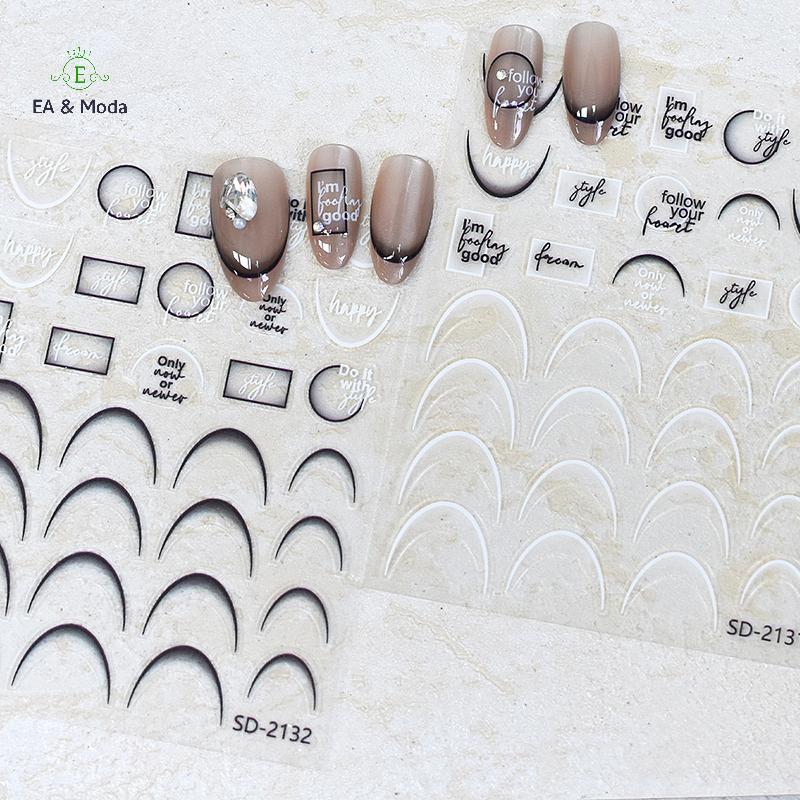 EA & Moda Gradiente Linha Francesa Nail Art Stiers Multicolorido Auto-Adesivo Slider Design Estêncil Guias De Manicure P