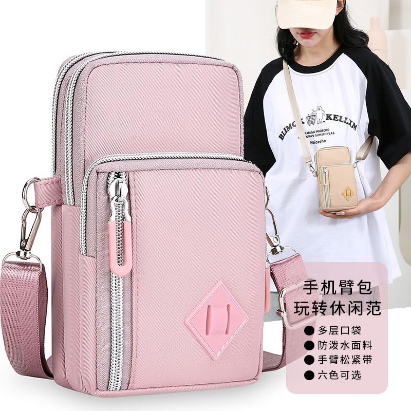 Caminhada pequena bolsa do telefone móvel textura feminina ombro pequena bolsa de ombro Oxford pano esportes lazer braço