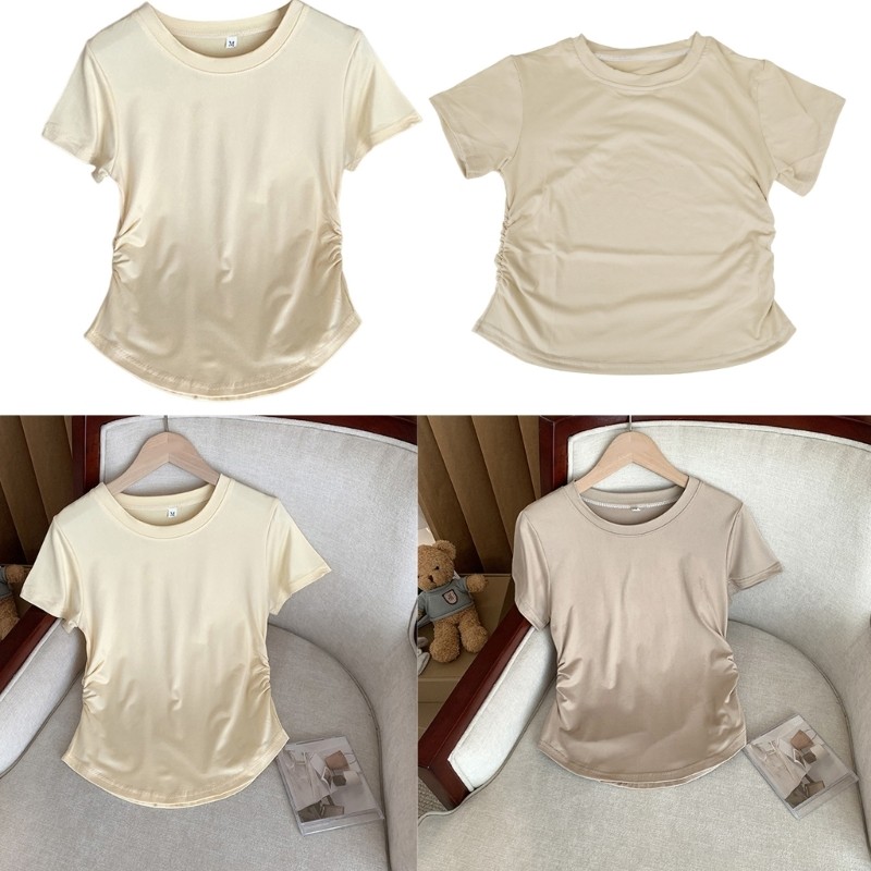 SUIT * Mulheres Verão Crop Camiseta Casual Gola Redonda Camisa De Manga Curta Blusas Slim Fit Tee Streetwears