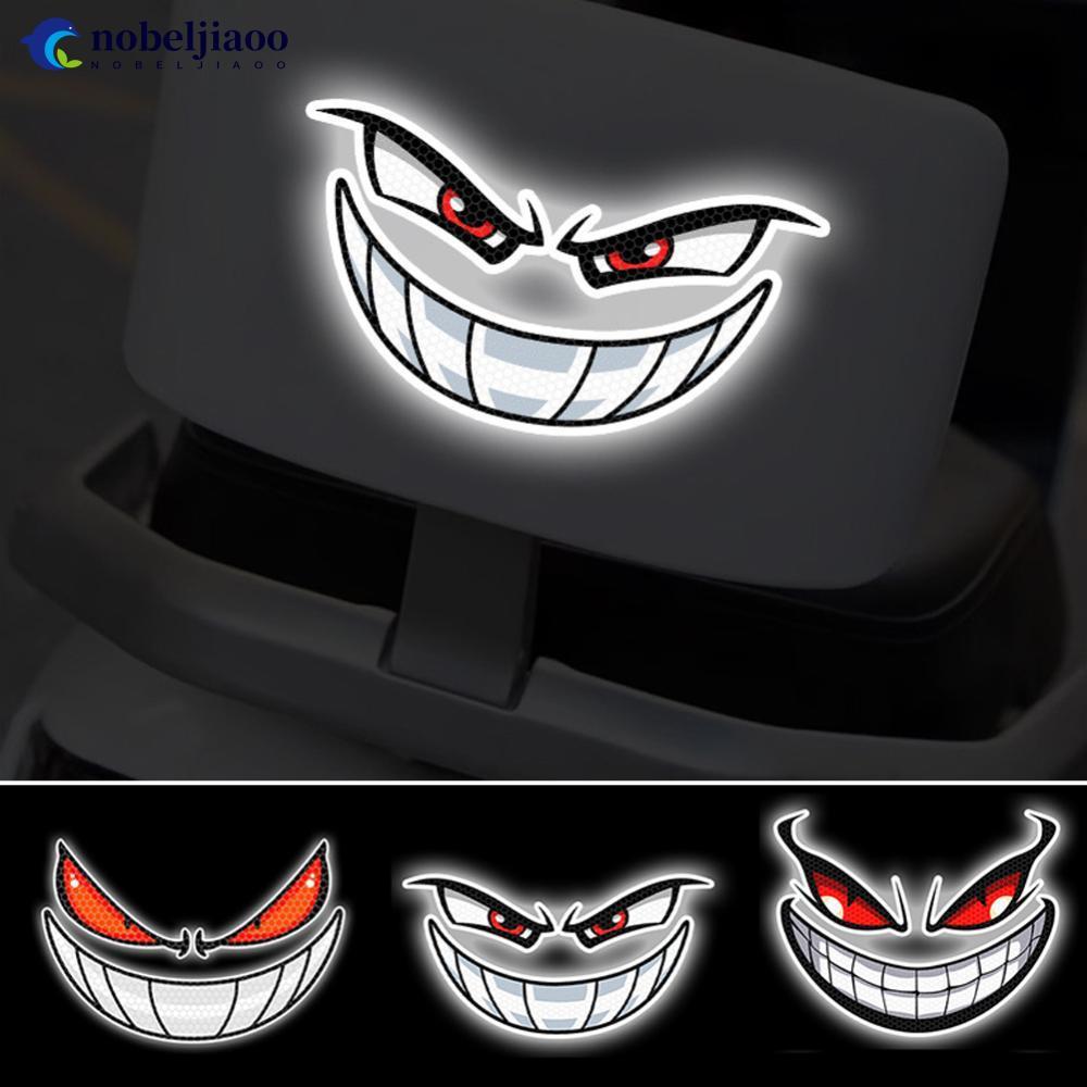 NOBELJIAOO 2 Unidades/3 Adesivos Refletivos Para Motocicleta Olhos Do Diabo Boca Capacete Carenagem Janela Traseira Carr