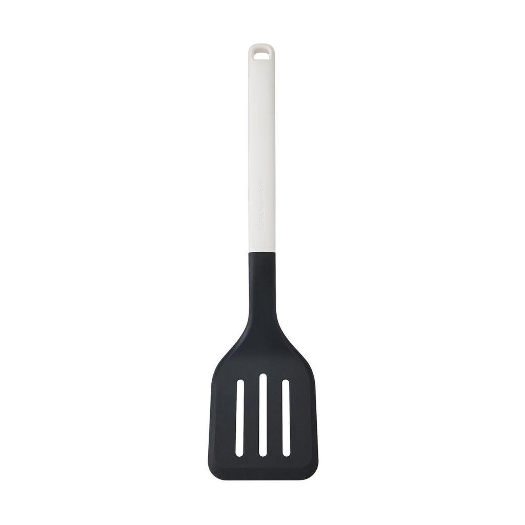 Espatula Perfurada 35cm Cozinha em Nylon Branca KitchenAid Prática Leve