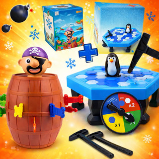 Pula Pirata + Quebra Gelo Pinguim Kit Jogos Diversão em Família Educacional