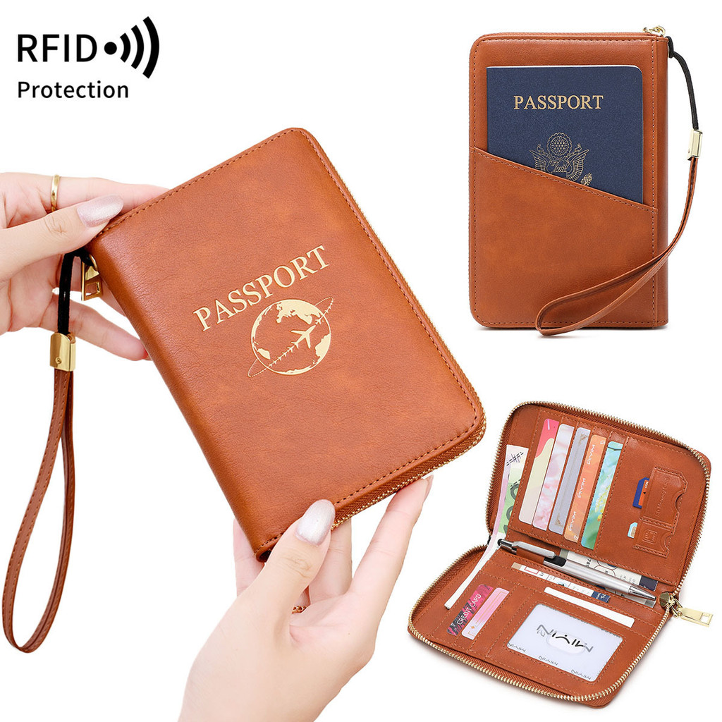 Novo Porta-Passaporte RFID Antimagnético 2024, Organizador Multifuncional de Documentos de Viagem com Zíper ZARI