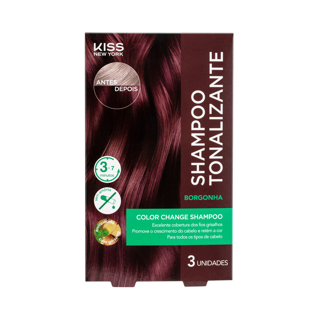 Shampoo Tonalizante Color Change Borgonha - Kiss New York