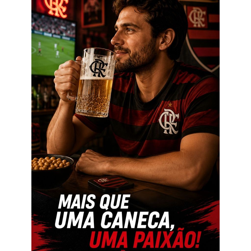 Caneca Oficial Flamengo Dusseldorf 530ml Cerveja Chopp Vidro Reforçado Presente Original Mengão