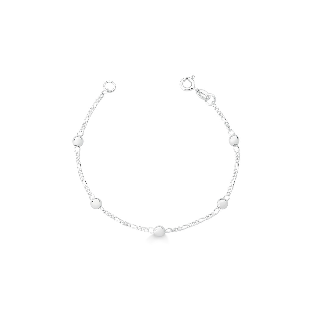 Pulseira Infantil 3x1 Bolinha 3mm Prata 925