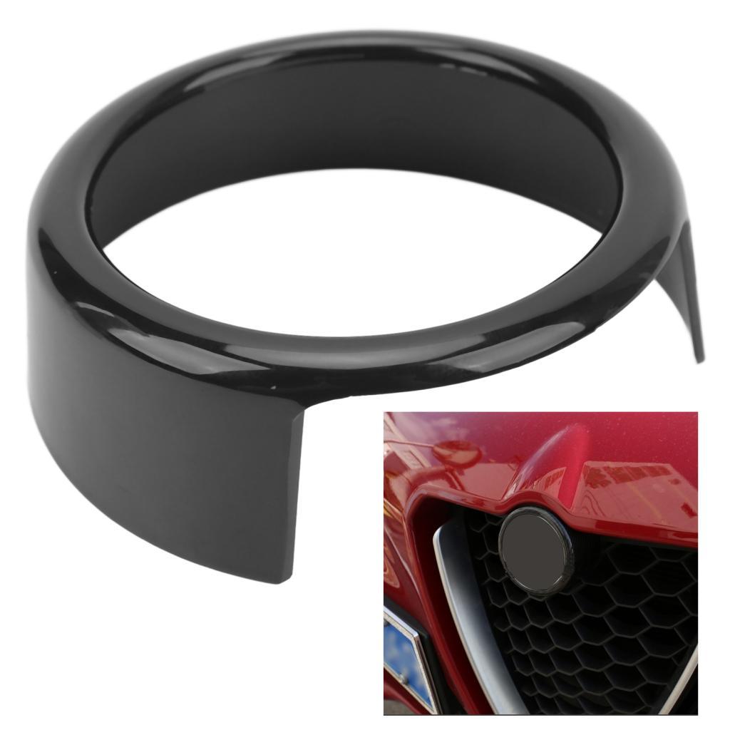 torachel1-BR Tampa do anel do emblema da grade frontal compatível com o emblema externo preto brilhante Stelvio melhora