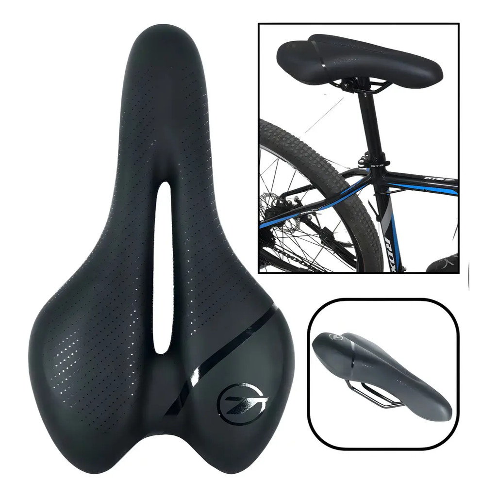 SELIM VAZADO TSW PRETO EM GEL BANCO P/ BICICLETA MTB SPEED ROAD ESTRADA URBANA SEM CARRINHO ANTIPROSTÁTICO CONFORTÁVEL